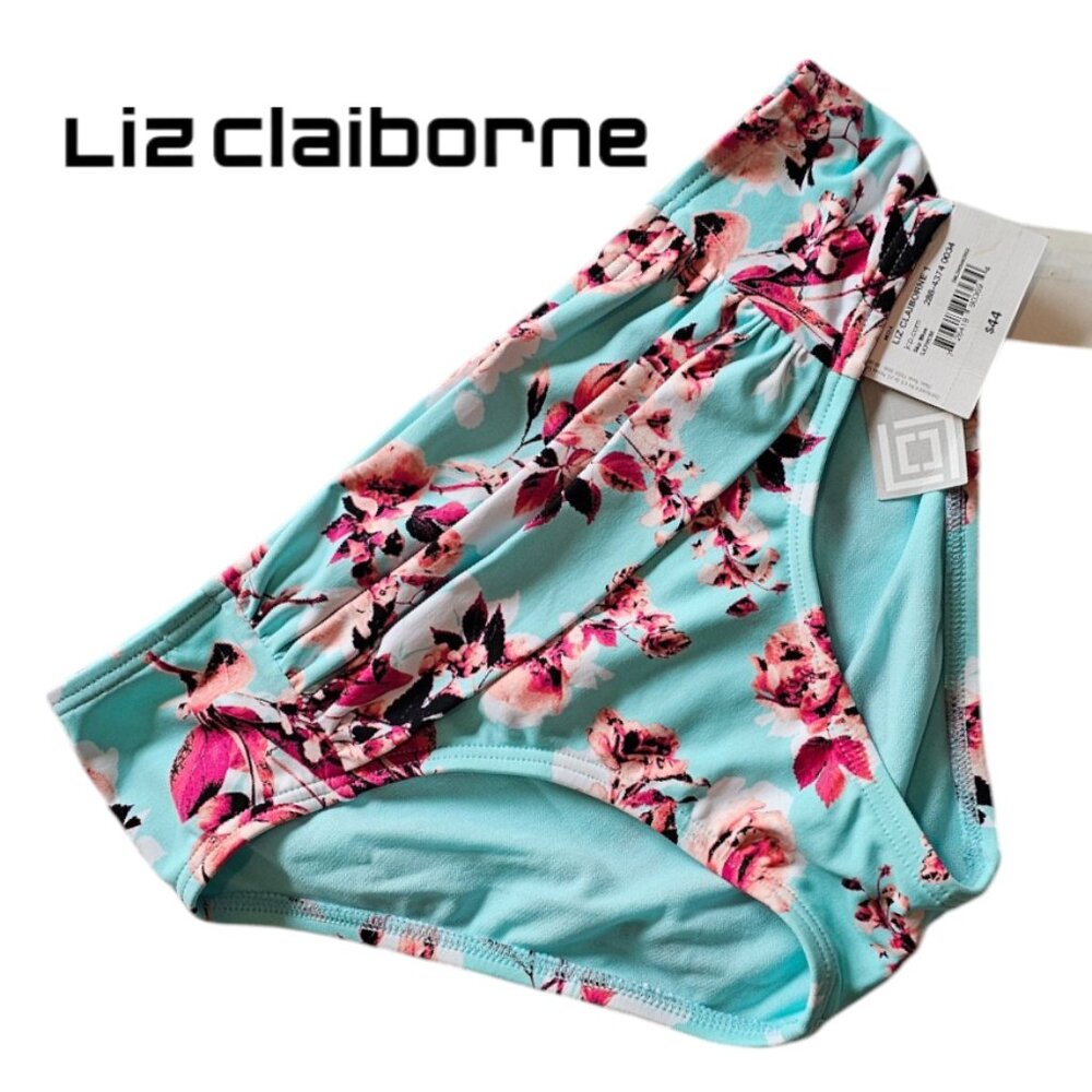 Liz Claiborne 6 NWT Bikini Swimsuit Bottom Aqua Pink